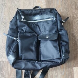 Tutilo Black Backpack with Leather Trim